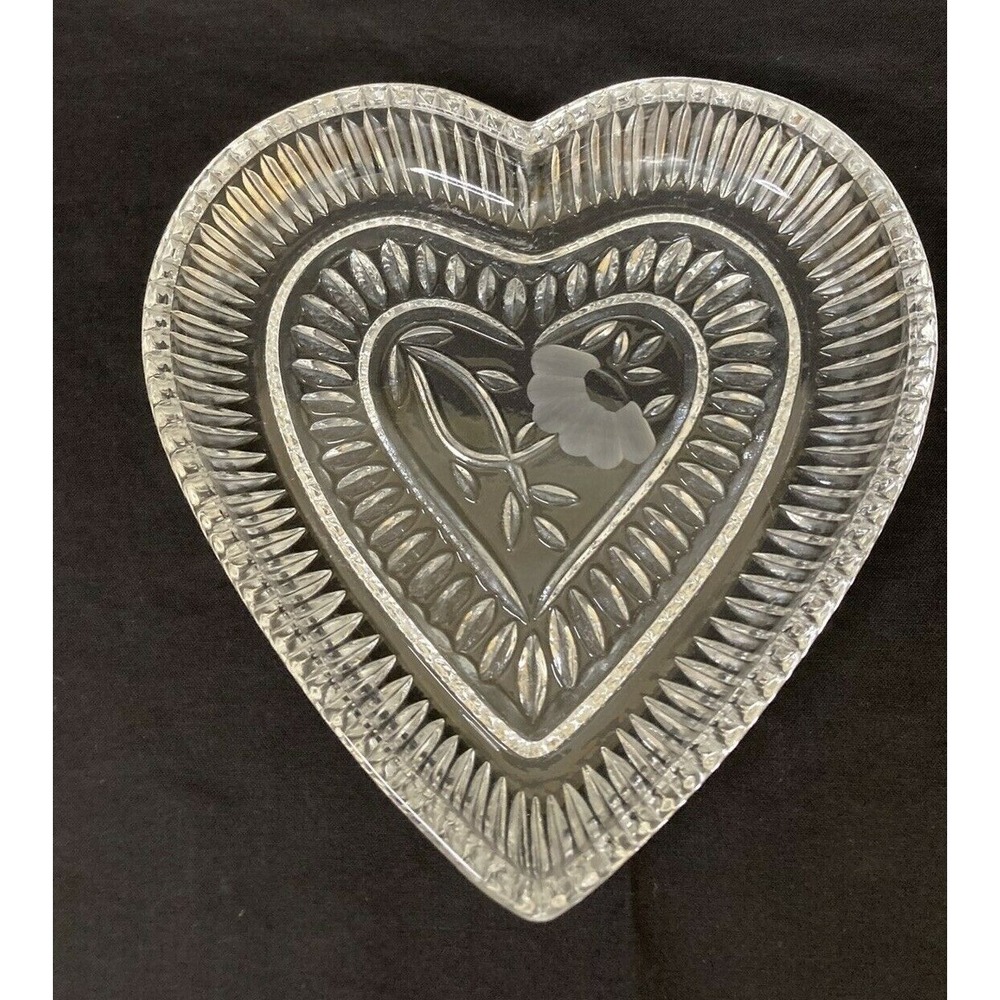 Vtg Princess House Crystal Heart Shaped Dish Candy Trinket Love Valentine